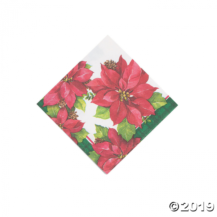 Christmas Poinsettia Beverage Napkins (16 Piece(s))