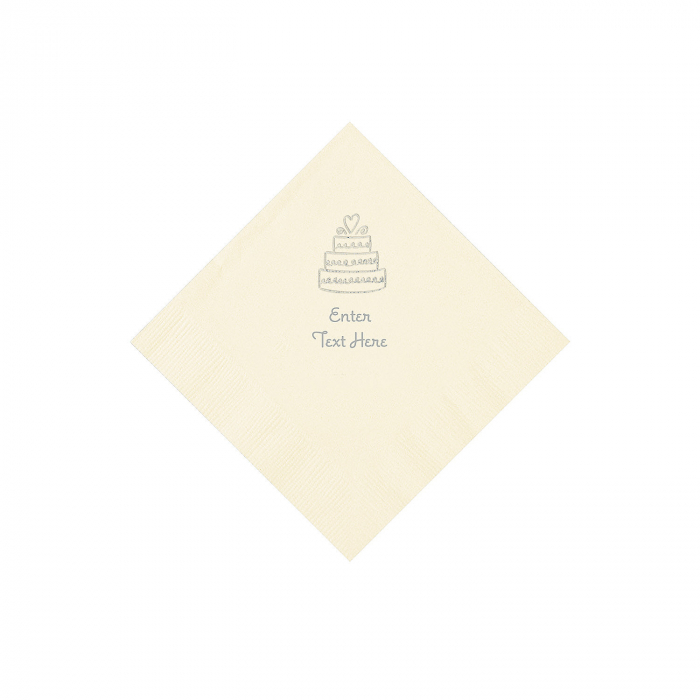 Ivory Wedding Cake Personalized Napkins - Beverage (50 Piece(s))