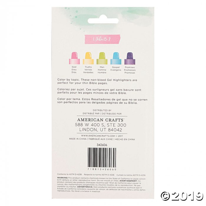 5-Color Pastel American Crafts Journaling Highlighter Markers (1 Set(s))