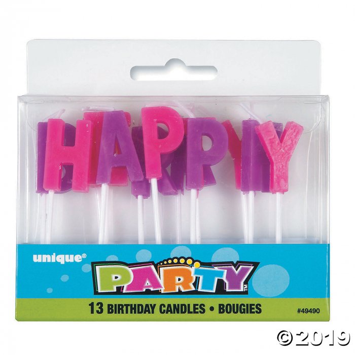 Pink & Purple Happy Birthday Letter Candles (1 Set(s))