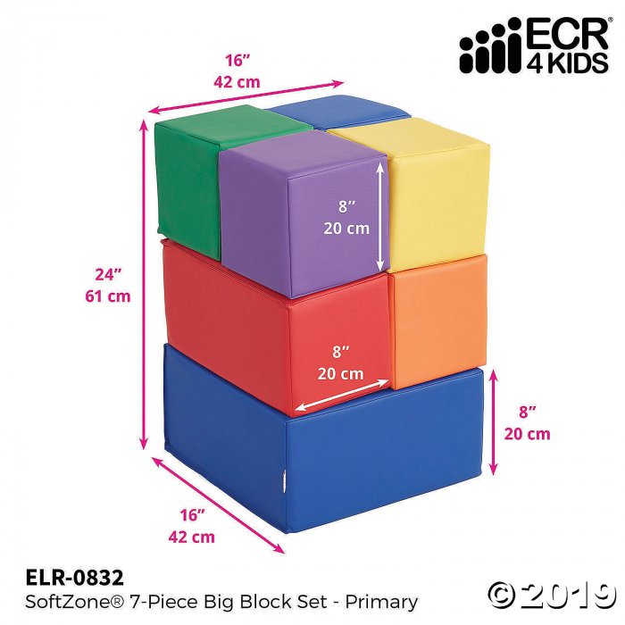 ECR4Kids Softzone Foam Big Building Blocks - Primary, 7pc Set (1 Unit(s))