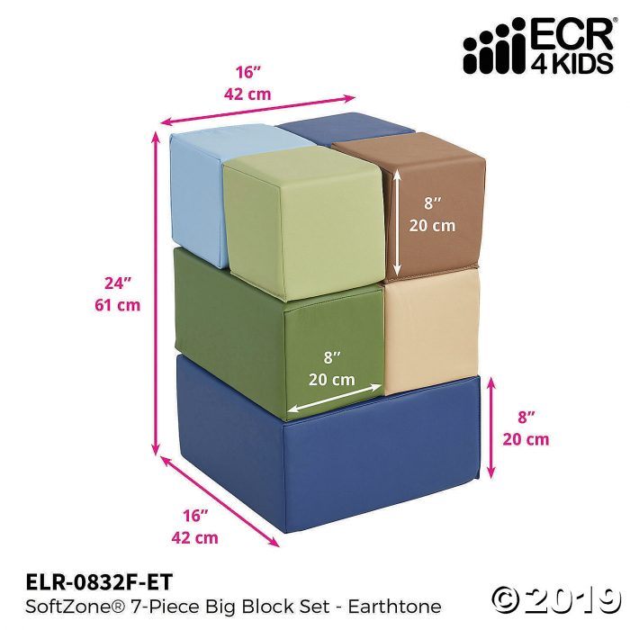 ECR4Kids Softzone Foam Big Building Blocks - Earthtone, 7pc Set (1 Unit(s))