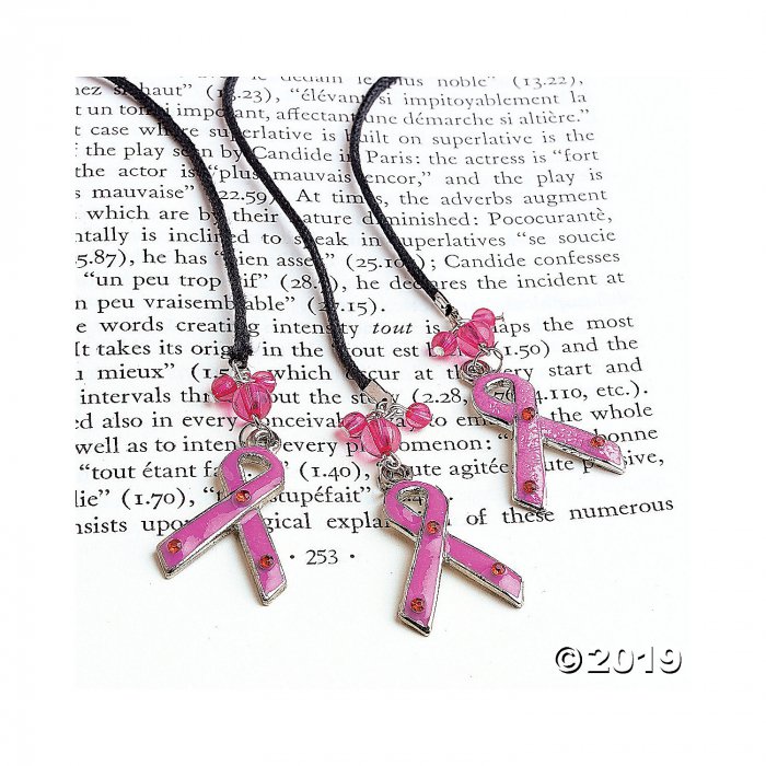 Pink Ribbon Charm Bookmarks (Per Dozen)