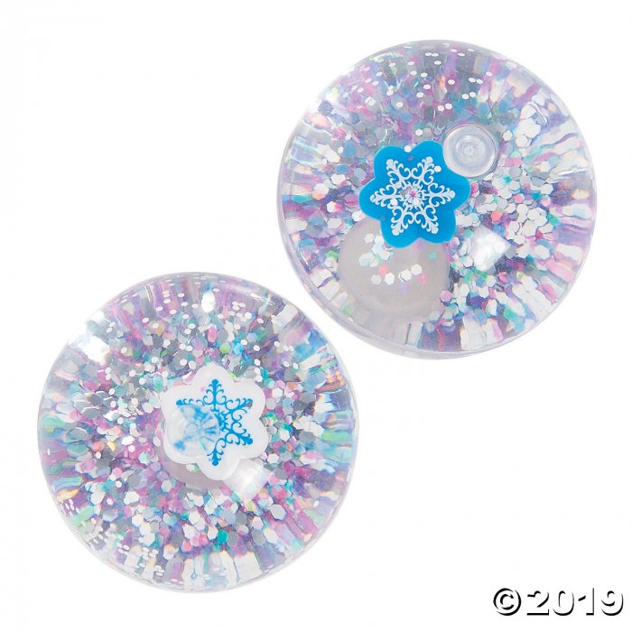 Winter Glitter-Filled Bouncy Balls (Per Dozen)