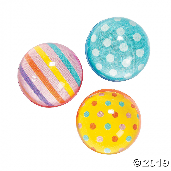 Dots Stripes Bouncy Ball Assortment (Per Dozen)