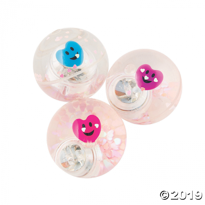 Valentine Glitter Flashing Bouncy Balls (Per Dozen)
