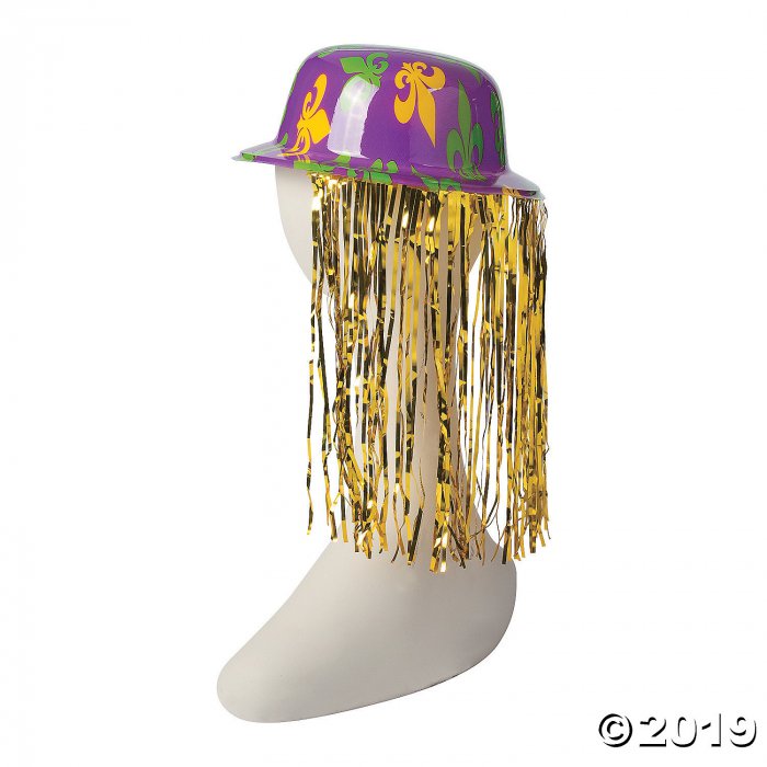 Mardi Gras Derby Hats with Tinsel (Per Dozen)