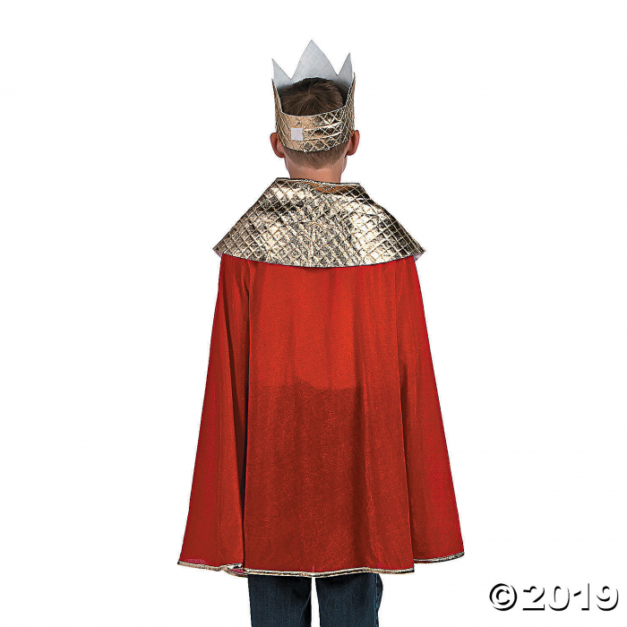Boy's Red Wise Man's Cape with Crown Costume (1 Set(s))