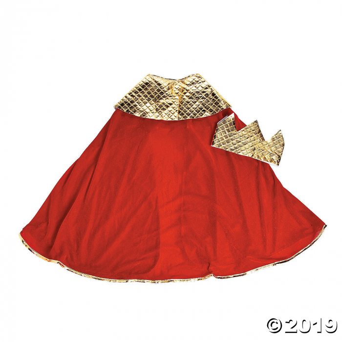 Boy's Red Wise Man's Cape with Crown Costume (1 Set(s))