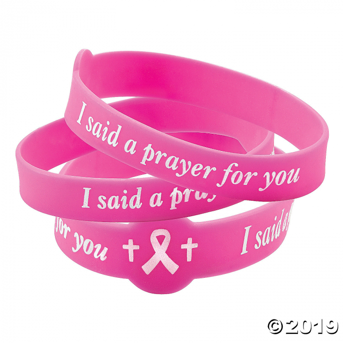 I Said A Prayer For You Pink Ribbon Rubber Bracelets (24 Piece(s)) I Said A Prayer For You Pink Ribbon Rubber Bracelets (24 Piece(s))