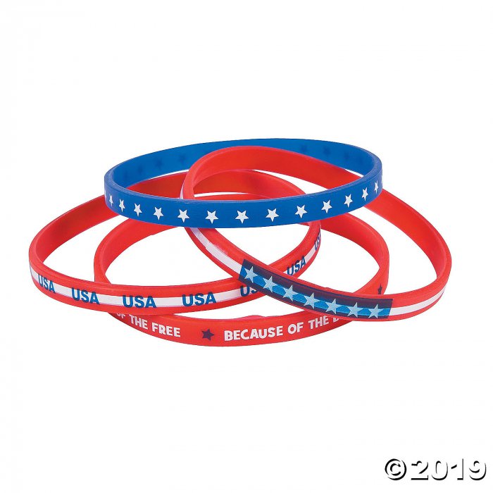 Patriotic Thin Band Silicone Bracelets (24 Piece(s))