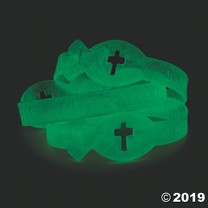 Glow-in-the-Dark Jesus Fish Silicone Bracelets (Per Dozen)
