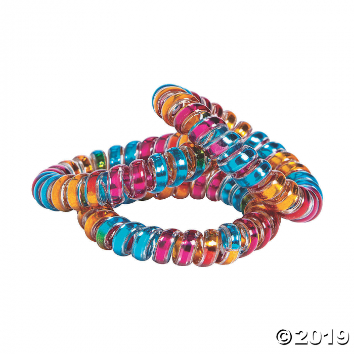 Iridescent Phone Cord Spiral Bracelets (Per Dozen) Iridescent Phone Cord Spiral Bracelets (Per Dozen)