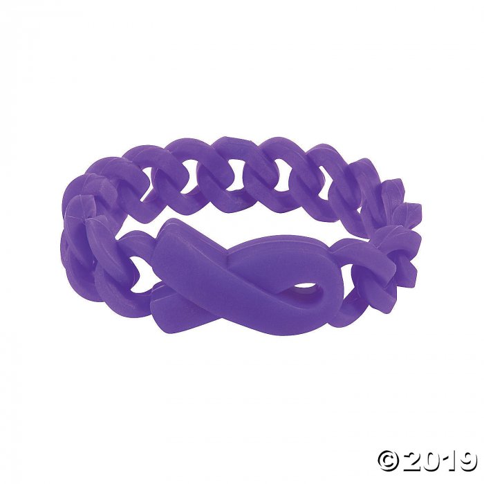 Purple Ribbon Awareness Chain Rubber Bracelets (Per Dozen)
