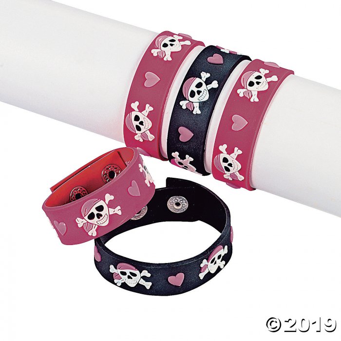 Pink Pirate Girl Rubber Bracelets (Per Dozen)