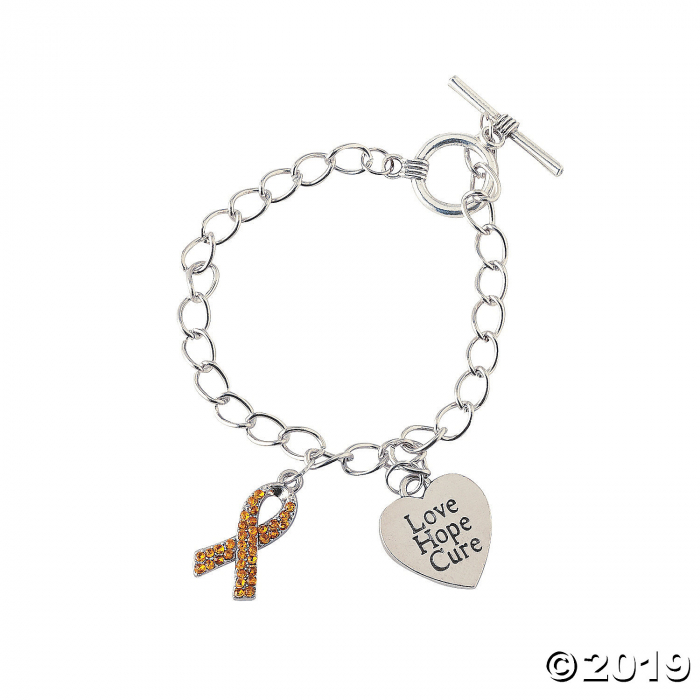 Gold Ribbon Awareness Bracelets with Charms (Per Dozen) Gold Ribbon Awareness Bracelets with Charms (Per Dozen)