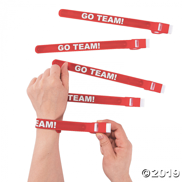 Red Team Spirit Whistle Slap Bracelets (6 Piece(s))
