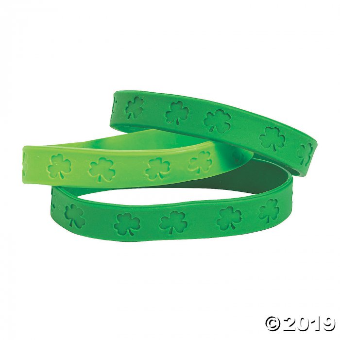 St. Patrick's Day Shamrock Rubber Bracelets (24 Piece(s))
