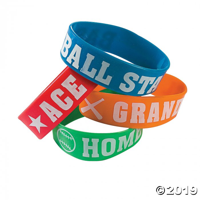 Baseball Big Band Silicone Bracelets (Per Dozen)
