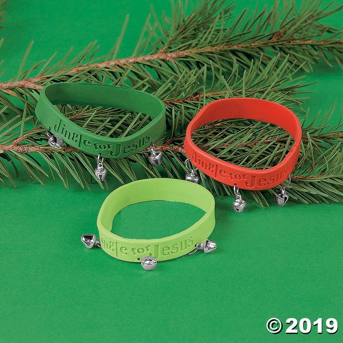 Jingle for Jesus Rubber Bracelets with Bells (Per Dozen)