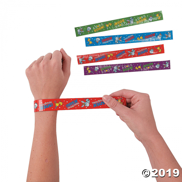 Happy Birthday Jesus Slap Bracelets (Per Dozen) Happy Birthday Jesus Slap Bracelets (Per Dozen)