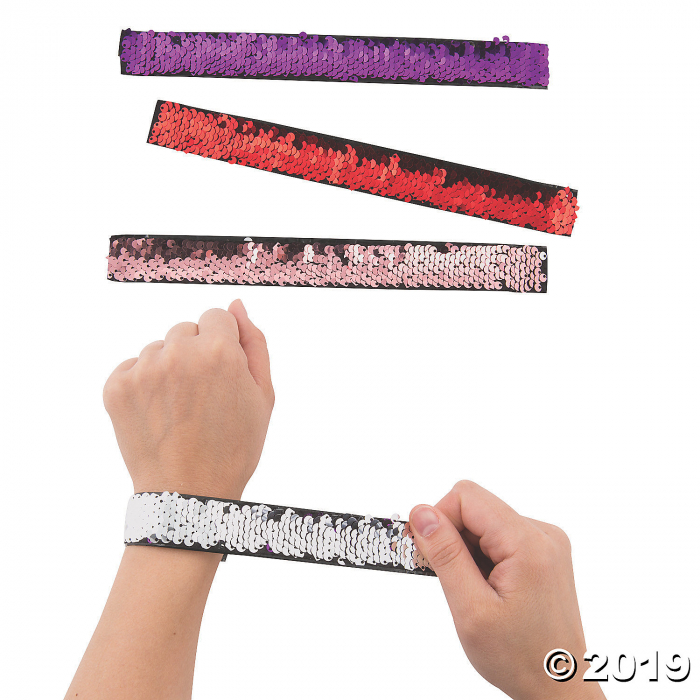 Reversible Sequin Valentine Slap Bracelets (Per Dozen) Reversible Sequin Valentine Slap Bracelets (Per Dozen)
