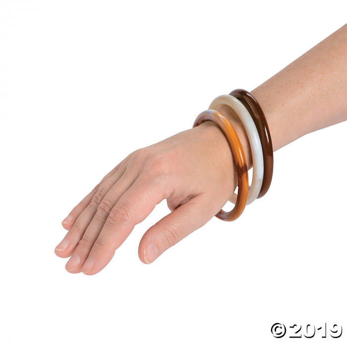 Cream, Tan and Brown Acrylic Bangle Bracelets (3 Piece(s))