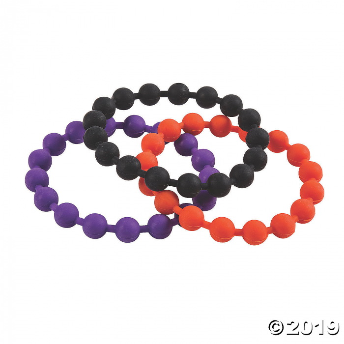 Halloween Bead Rubber Bracelets (Per Dozen)