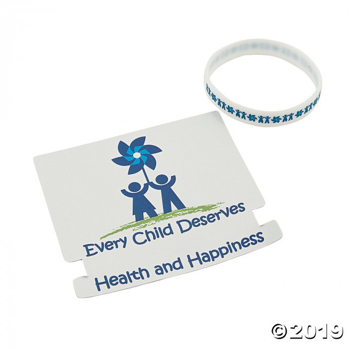 Child Abuse Awareness Rubber Bracelet with Card (Per Dozen)