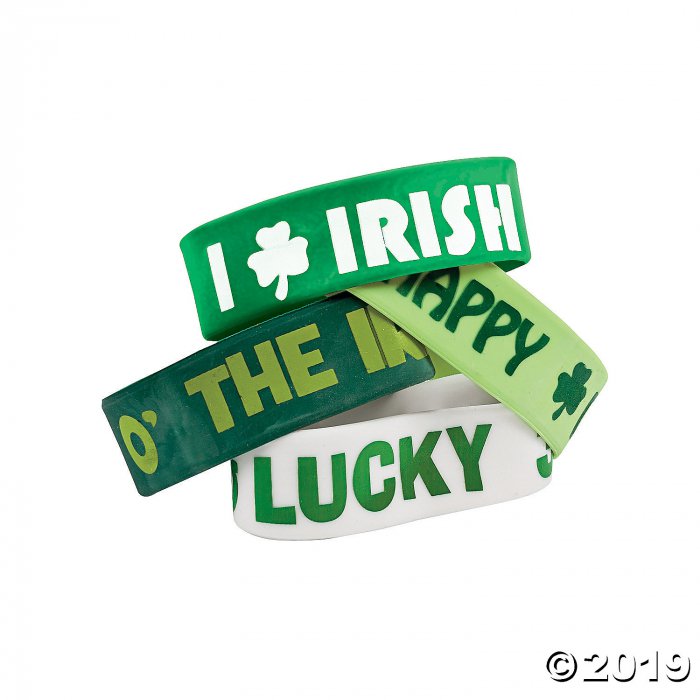St. Patrick's Day Big Band Rubber Bracelets (Per Dozen)