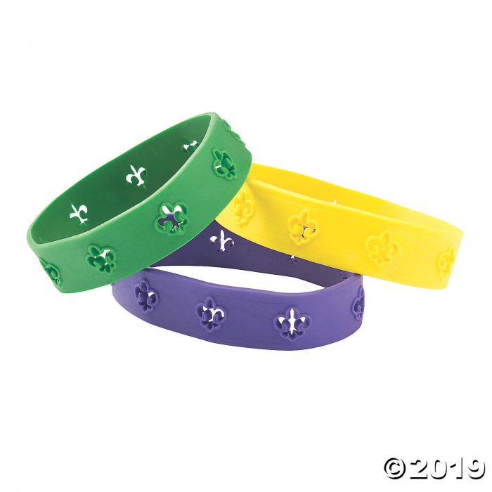 Mardi Gras Cutout Rubber Bracelets (Per Dozen)