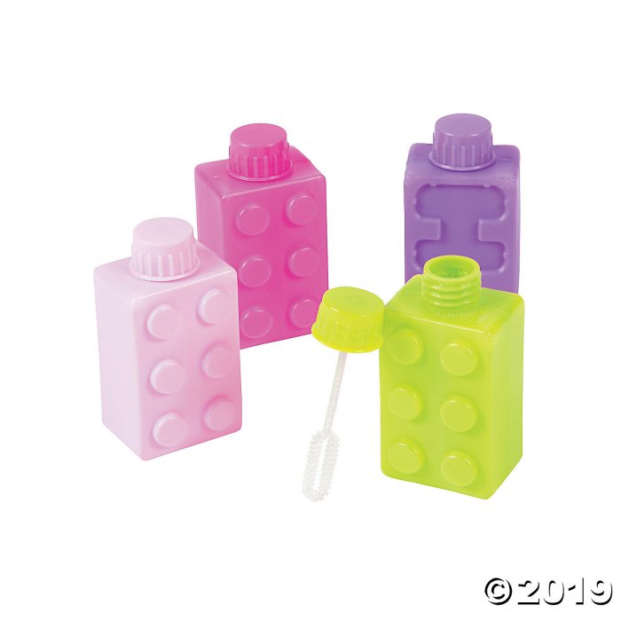 Pastel Color Brick Party Bubble Bottles (Per Dozen)
