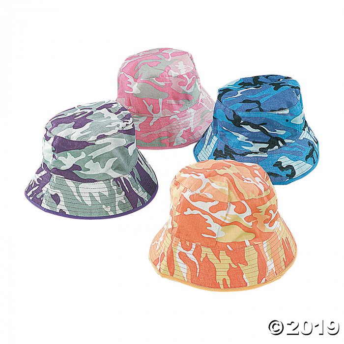 Bright Camouflage Bucket Hats (Per Dozen)