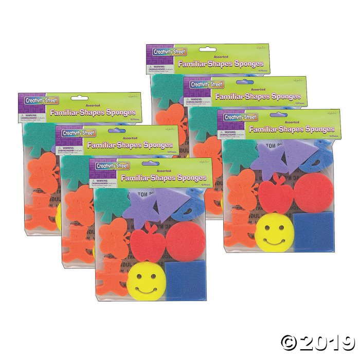 Creativity Street® Paint Sponges, Familiar Shapes Set, 3", 60 Pieces (6 Piece(s))