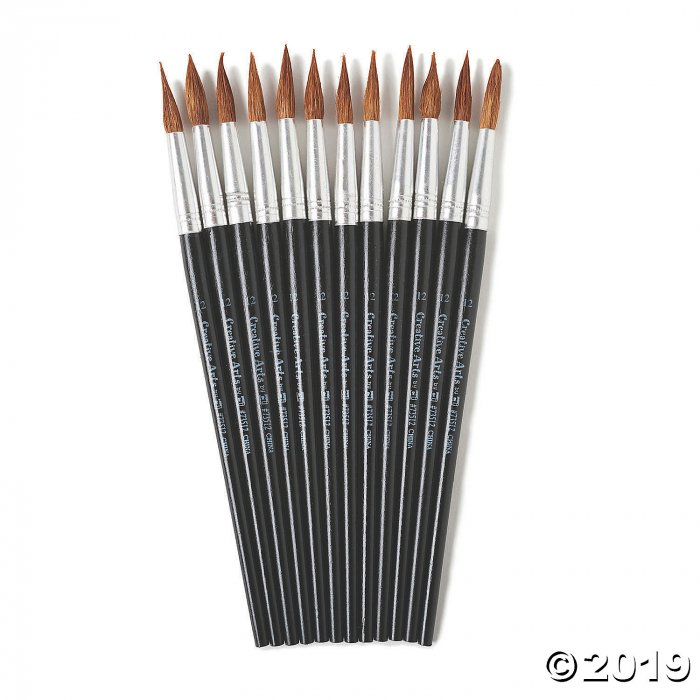 Charles Leonard® Water Color Paint Brushes, # 12, Camel Hair, Black Handle, 72 count (6 Piece(s))