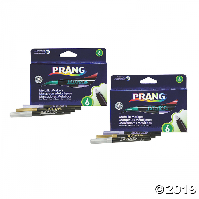 Prang® Metallic Art Markers, Bullet Tip, Assorted Colors, 12 count (2 Piece(s))