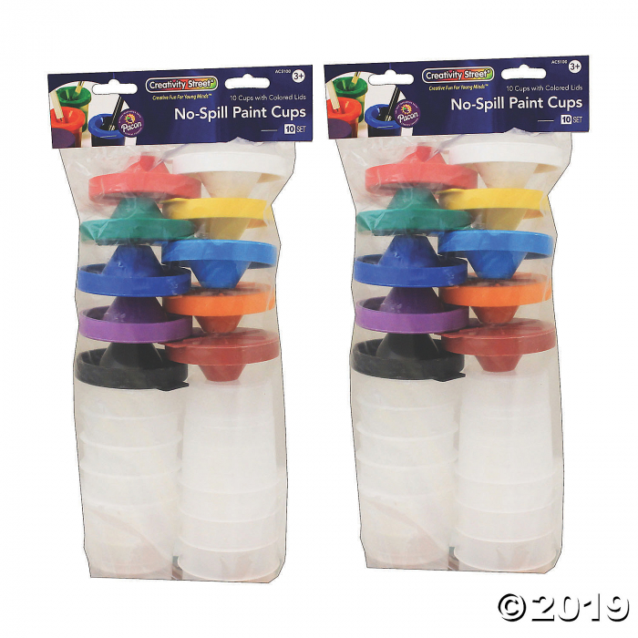 Creativity Street® No-Spill Round Paint Cups with Colored Lids, Round, Colored Lids, 3" Dia., 20 Cups (2 Piece(s))