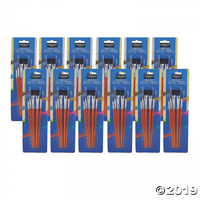 Sargent Art® All-Purpose Mixed Hair Brush Assortment, 5 Per Pack, 12 Packs (12 Piece(s))