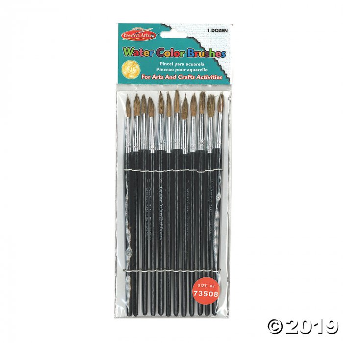Charles Leonard® Water Color Paint Brushes, # 8, Camel Hair, Black Handle, 72 count (6 Piece(s))