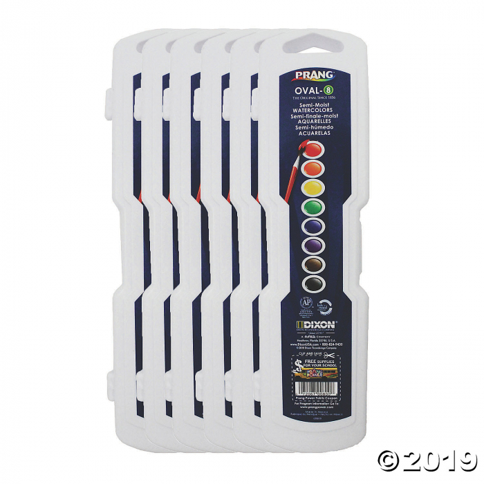 Prang® Watercolors, Oval Pans, 8 Color with Brush, 6 Sets (6 Piece(s))