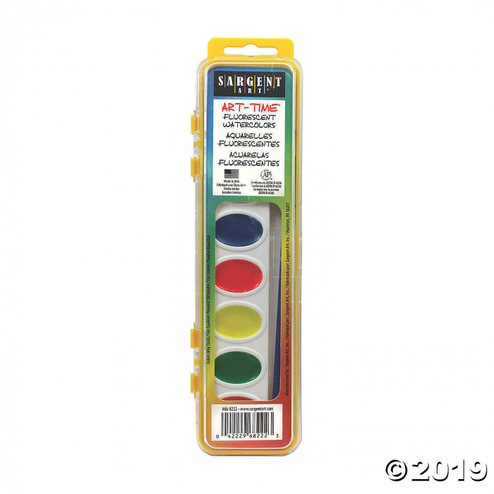 Sargent Art® Fluorescent Watercolor Pan with Brush Set, 12 Sets (12 Piece(s))