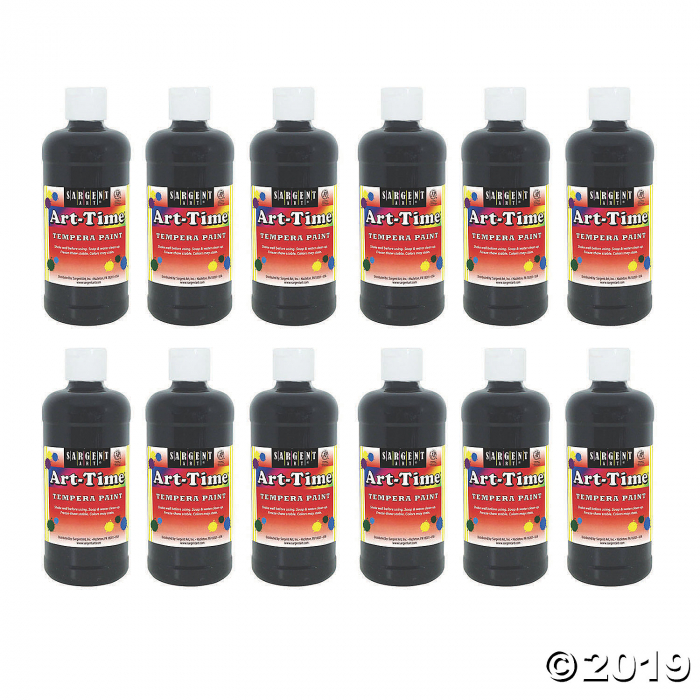 Sargent Art® Art-Time® Tempera Paint, 16 oz, Black, Pack of 12 (12 Piece(s))