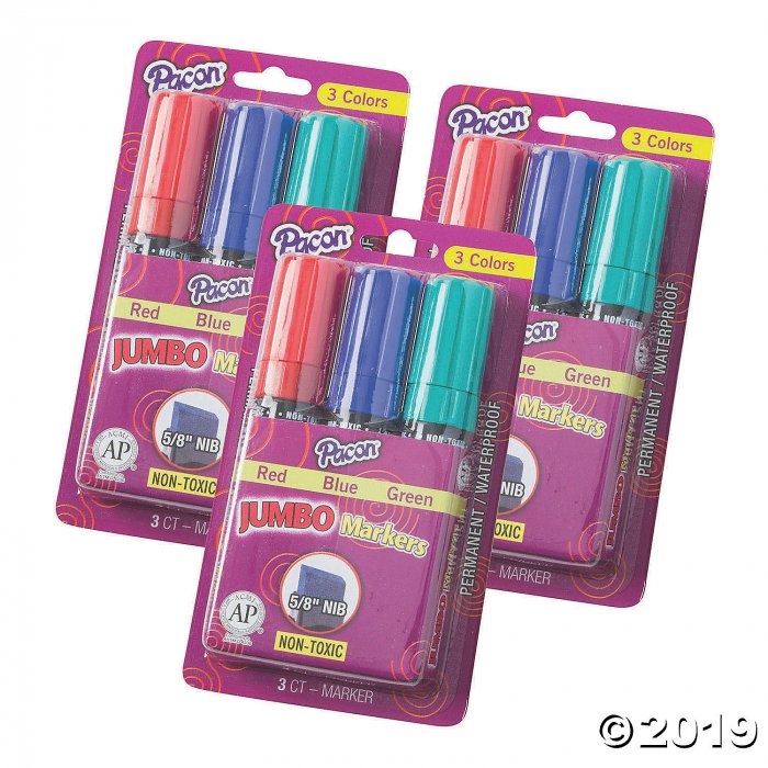 Pacon® Jumbo Markers, Assorted 3 Colors, 5/8 Nib, 9 count (3 Piece(s))