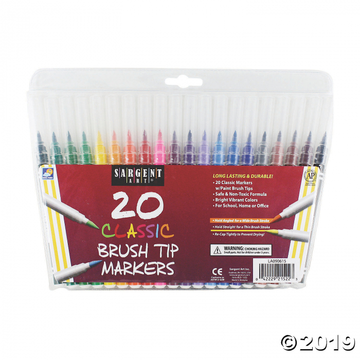 Sargent Art® Classic Brush Tip Markers, 20 Colors Per Pack, 12 Packs (12 Piece(s))