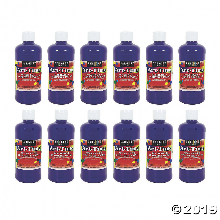 Sargent Art® Art-Time® Washable Tempera Paint, 16 oz, Violet, Pack of 12 (12 Piece(s))