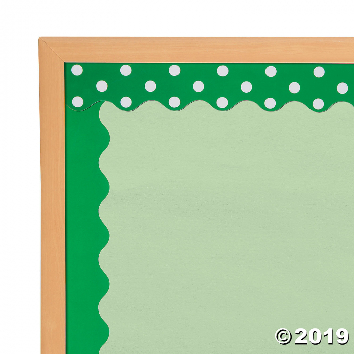 Double-Sided Solid & Polka Dot Bulletin Board Borders - Green (Per Dozen)