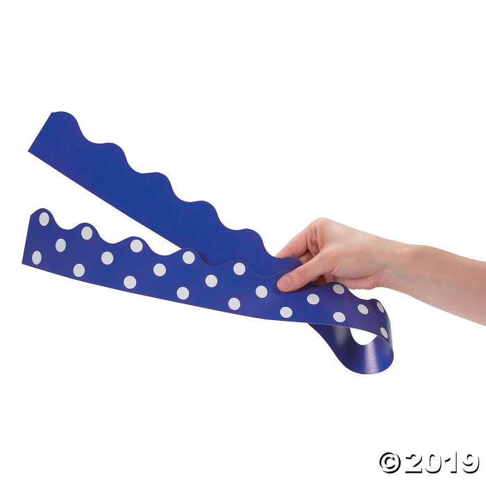 Double-Sided Solid & Polka Dot Bulletin Board Borders - Purple (Per Dozen)
