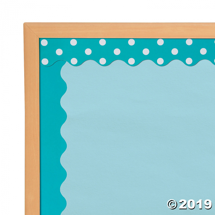 Double-Sided Solid & Polka Dot Bulletin Board Borders - Turquoise (Per Dozen)
