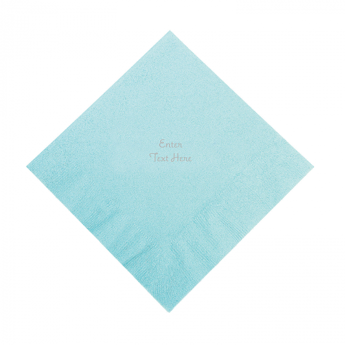 Light Blue Personalized Napkins with Silver Foil - Beverage (50 Piece(s))
