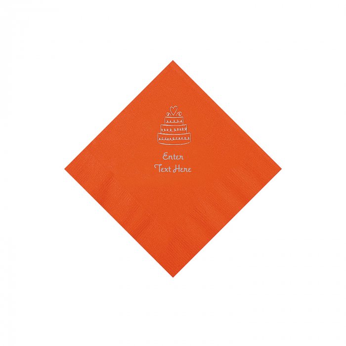 Orange Wedding Cake Personalized Napkins - Beverage (50 Piece(s))